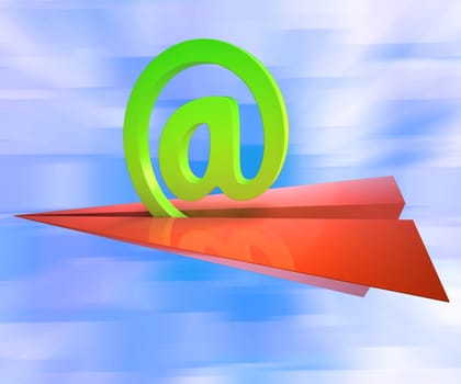 At Sign Aeroplane Showing E-mail Sending Post
