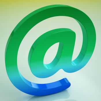 At Sign Showing Communication Internet And Mail