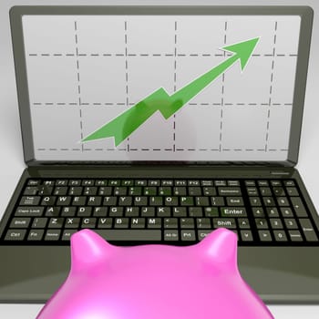 Graph On Screen Showing Growing Profits Diagram