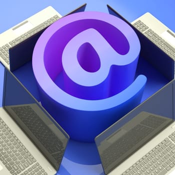 E-mail Symbol Laptops Showing Mailing on Web