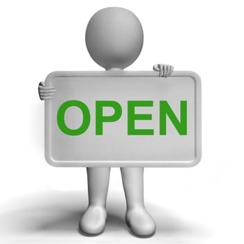 Open Sign Shows New Store Launch Or Opening