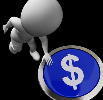 Dollar Symbol Button Showing Money Or Investments