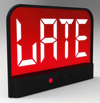 Late Message On Clock Showing Tardiness And Lateness