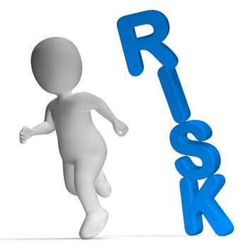 Risk And 3d Character Shows Peril And Uncertainty