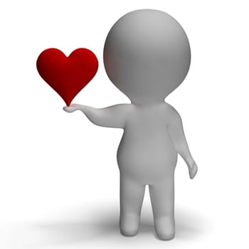 Heart And 3d Character Shows Love For Girlfriend