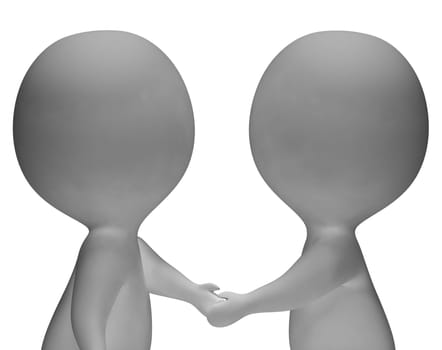 Shaking Hands 3d Characters Shows Partners And Friendship