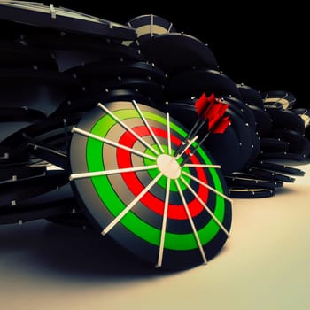 Bulls eye Target Dart Showing Successful Business Performance