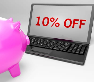 Ten Percent Off On Notebook Showing Small Prices And Discounts