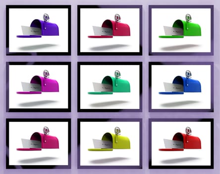 Mailboxes On Monitors Shows Online Correspondence And Electronic Mail