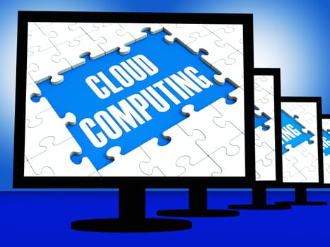 Cloud Computing On Monitors Showing System Networks Or Backup Online