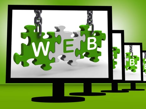 Web On Monitors Shows Website Information Or Browsing