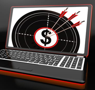 Dollar Symbol On Laptop Showing Investments And American Incomes