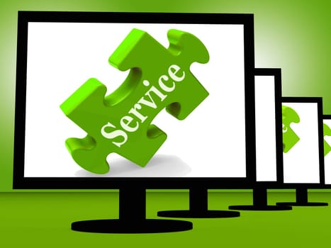 Service On Monitors Showing Community Service Or Military Service