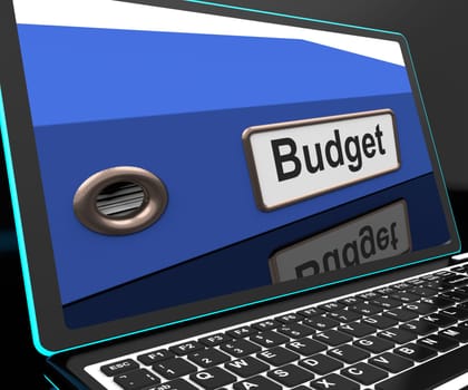 Budget File On Laptop Showing Financial Report Or Accounting