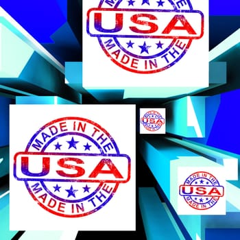 Made In The USA On Cubes Showing Patriotism And Production