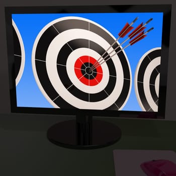 Arrows On Monitor Showing Efficiency And Perfect Shooting