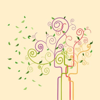 Multicolor swirl concept tree background. Vector file layered for easy manipulation and custom coloring.