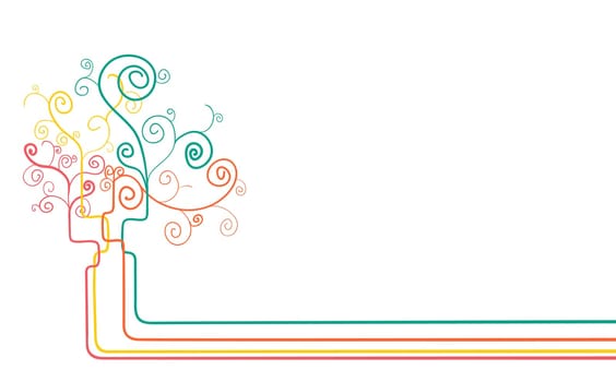 Abstract diversity colors lines concept tree isolated over white. Vector file layered for easy manipulation and custom coloring.