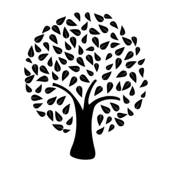 Black tree silhouette on white background . Vector file layered for easy manipulation and custom coloring.