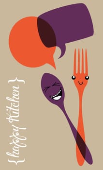 Colorful social media silverware cartoon set . Vector file layered for easy manipulation and custom coloring.