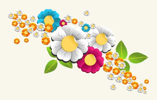 Colorful spring flower composition background.  Vector illustration layered for easy manipulation and custom coloring.