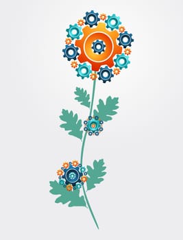 Industrial innovation gears concept flower. Vector illustration layered for easy manipulation and custom coloring.