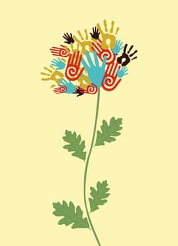 Diversity flower hands illustration. Vector illustration layered for easy manipulation and custom coloring.