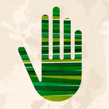 Diversity colors transparent bands green concept hand over grunge background. EPS10 file version. This illustration contains transparency and is layered for easy manipulation and custom coloring.