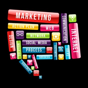 Communication Marketing web concept text in social media talk bubble. Vector illustration layered for easy manipulation and custom coloring.