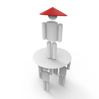 Man figures depicting leadership and teamwork concept.