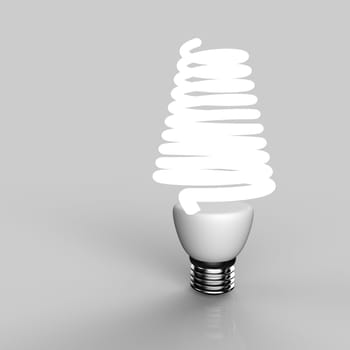 Energy saving light bulb close up in studio.
