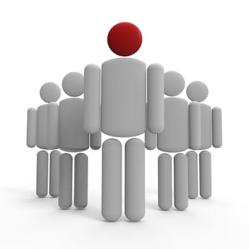 Man figures depicting leadership and teamwork concept.
