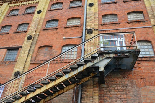 Stairs at an empty factory building