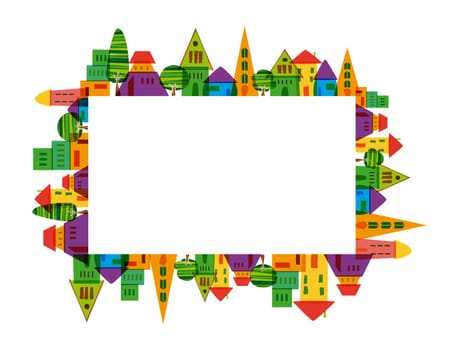 Colorful city frame over white background. Vector file layered for easy manipulation and custom coloring.
