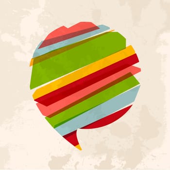 Diversity colors transparent bands speach bubble over grunge background. EPS10 file version. This illustration contains transparency and is layered for easy manipulation and custom coloring.
