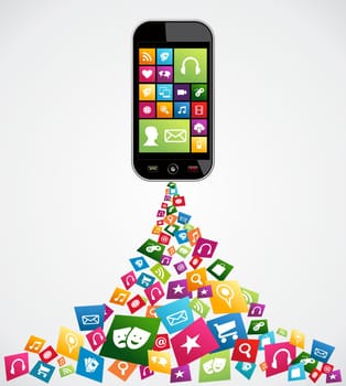 Smartphone download apps icon set concept background. Vector illustration layered for easy manipulation and custom coloring.