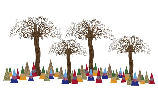 Art noveau style tree idea isolated background. This illustration is layered for easy manipulation and custom coloring