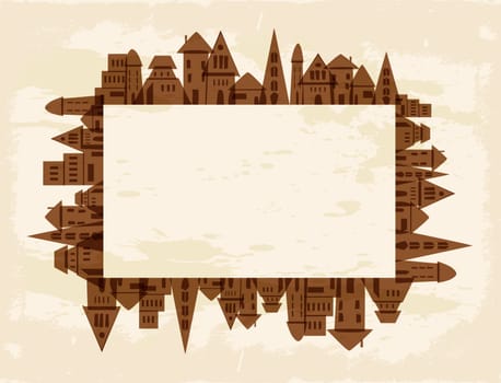 Brow city frame concept over grunge background. Vector file layered for easy manipulation and custom coloring.