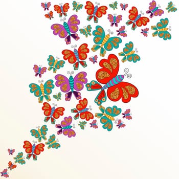 Summer butterfly colorful splash composition. Vector illustration layered for easy manipulation and custom coloring.