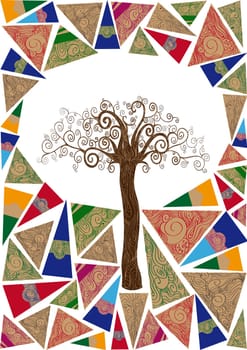 Art noveau style tree idea isolated background. This illustration is layered for easy manipulation and custom coloring