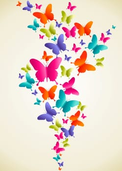 Spring butterfly color composition. Vector illustration layered for easy manipulation and custom coloring.