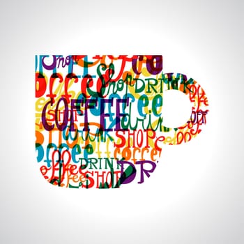 Colorful coffee cup shape . EPS10 file version. This illustration contains transparencies and is layered for easy manipulation and custom coloring