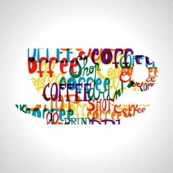 Colorful coffee cup shape . EPS10 file version. This illustration contains transparencies and is layered for easy manipulation and custom coloring