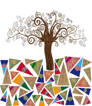 Art noveau style tree idea isolated background. This illustration is layered for easy manipulation and custom coloring