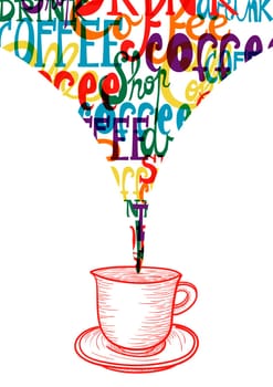 Vintage colorful coffee symbol social concept .EPS10 file version. This illustration contains transparencies and is layered for easy manipulation and custom coloring
