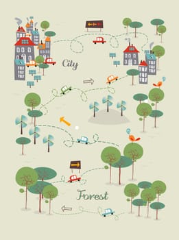 Trendy Go green city infographics concept. Vector illustration layered for easy manipulation and custom coloring.