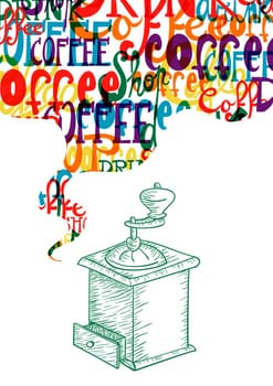 Trendy colorful retro coffeesocial concept .EPS10 file version. This illustration contains transparencies and is layered for easy manipulation and custom coloring.