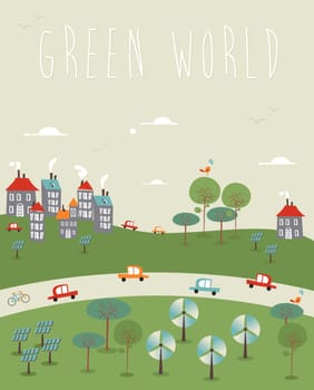 Go green world infographics trendy sketch. Vector illustration layered for easy manipulation and custom coloring.