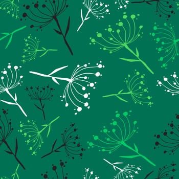 Green flower dandelion seamless pattern background. Vector illustration layered for easy manipulation and custom coloring.