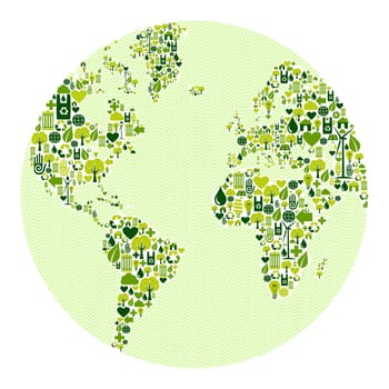 Green vintage planet earth design eco friendly icons. This illustration is layered for easy manipulation and custom coloring